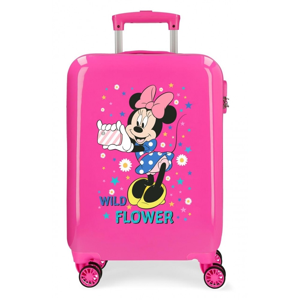 Cabin suitcase Minnie Wild Flower Rigid 55cm Fuchsia