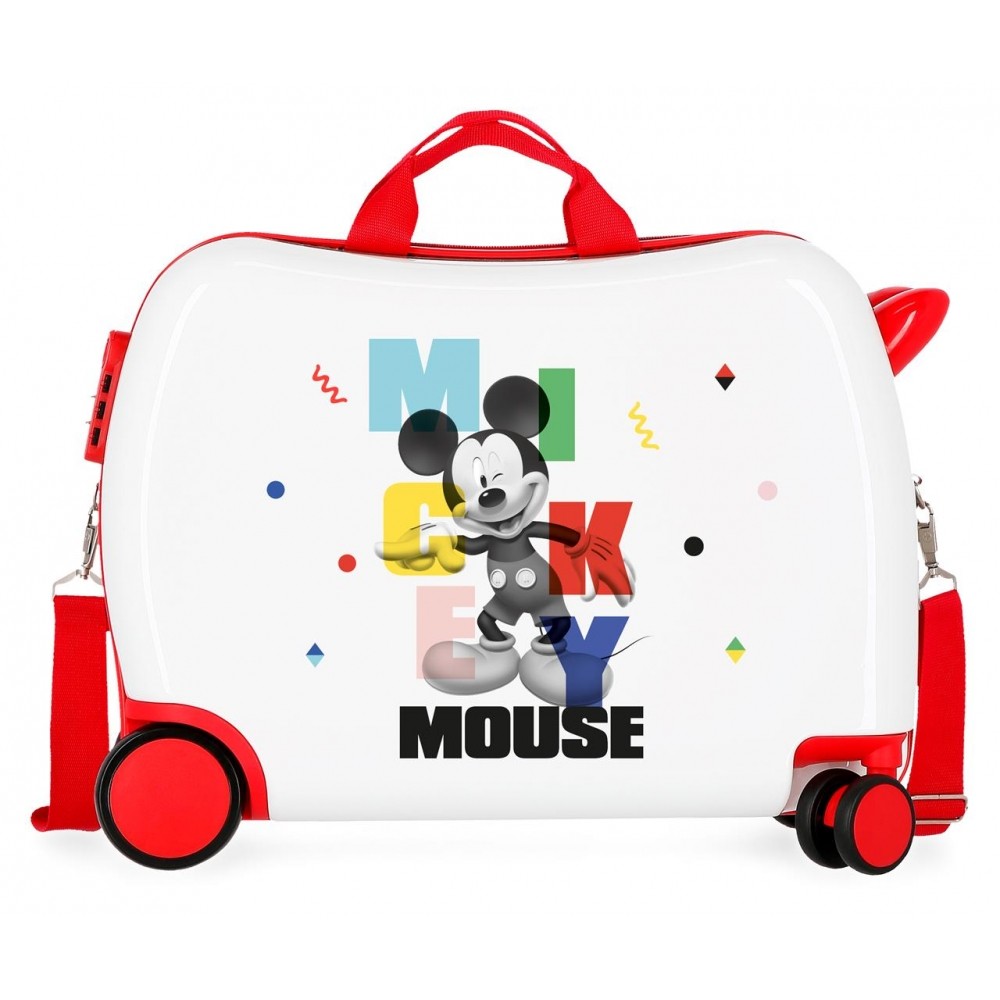 Children's suitcase 2 multidirectional wheels Mickey´s Party Blanco