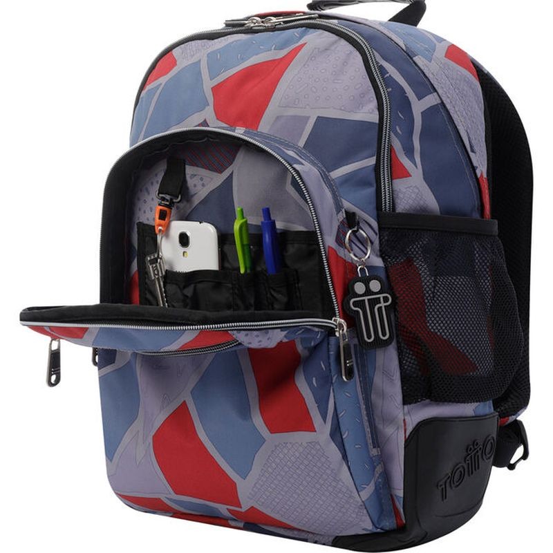 School Backpack - Crayoles- 2jg - Gray and Red