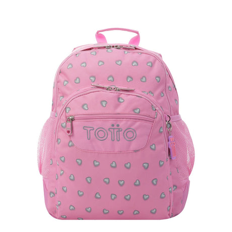 School backpack - crayoles- 7iu - pink hearts TOTTO