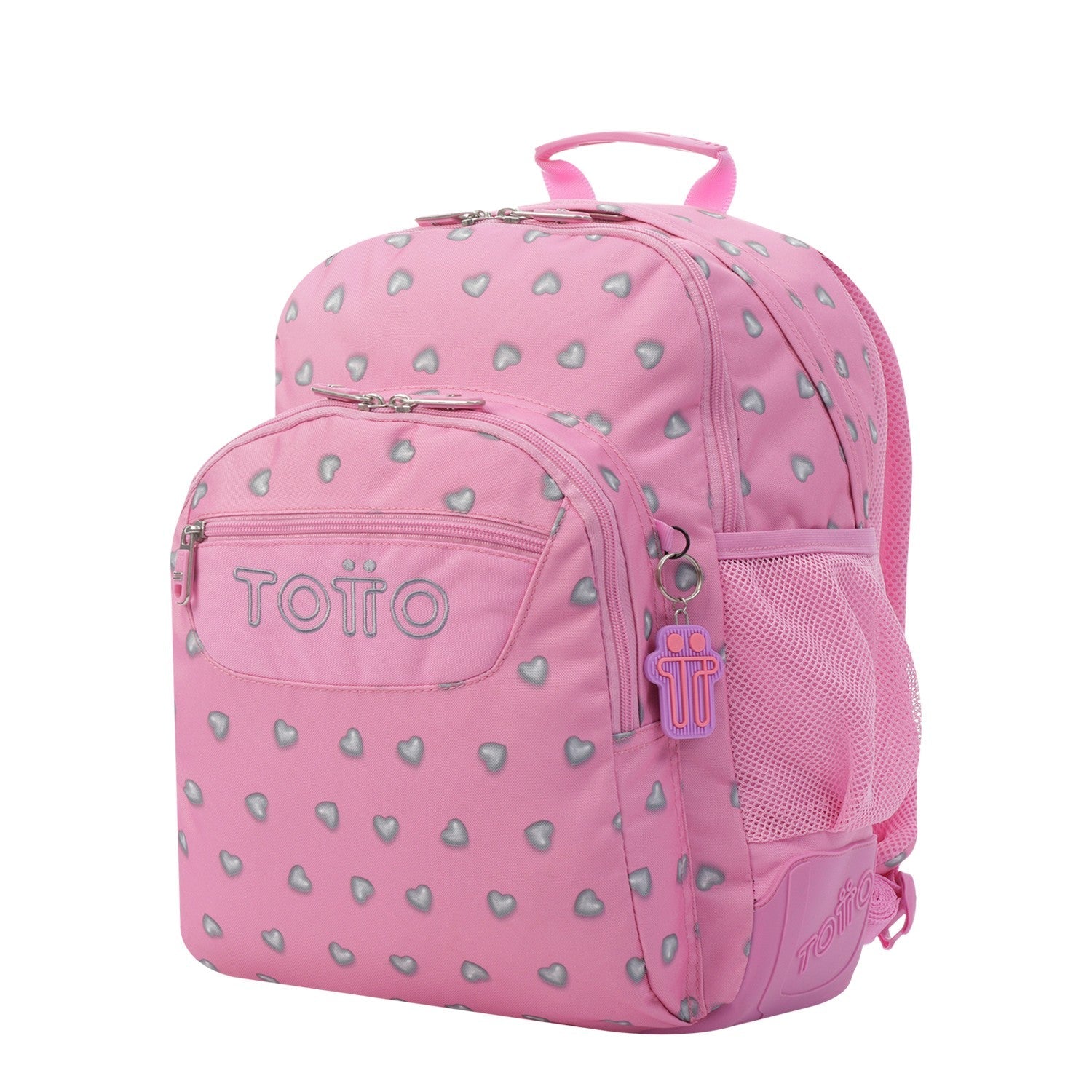 School backpack - crayoles- 7iu - pink hearts TOTTO