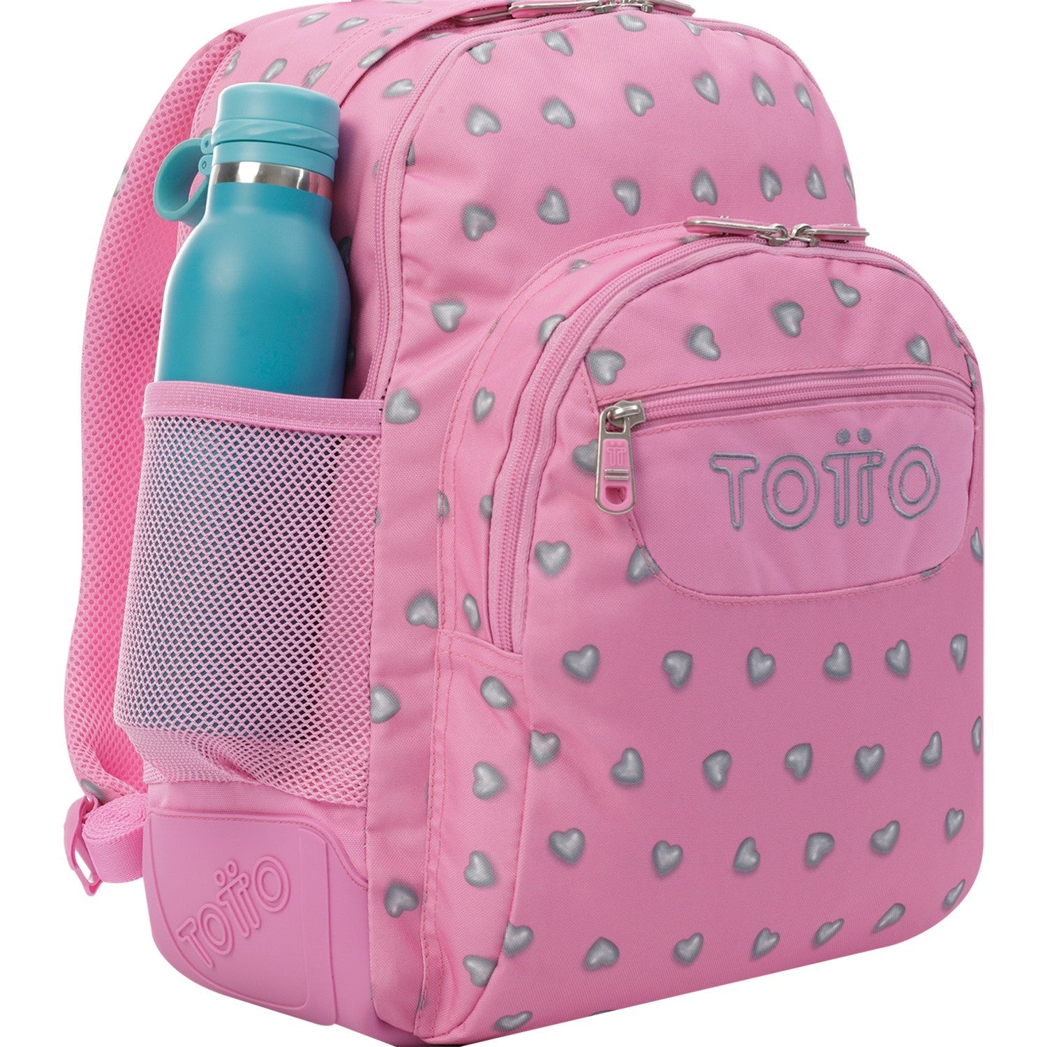 School backpack - crayoles- 7iu - pink hearts TOTTO