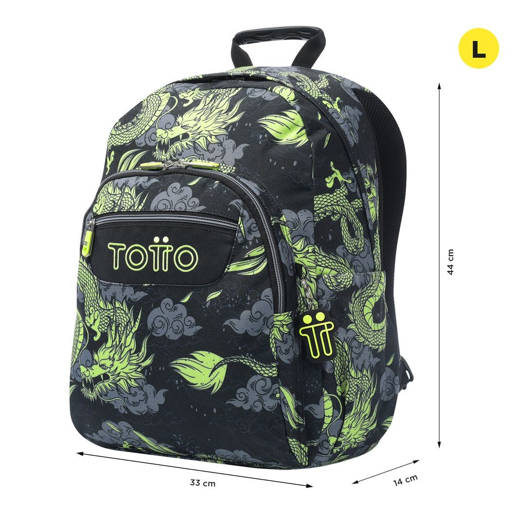 TOTTO School Backpack Adaptable to Car Acuareles - 7c3 Dragony