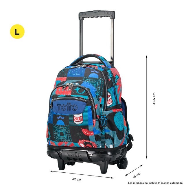 TOTTO School backpack with wheels - lines - 6jp cyber monsters