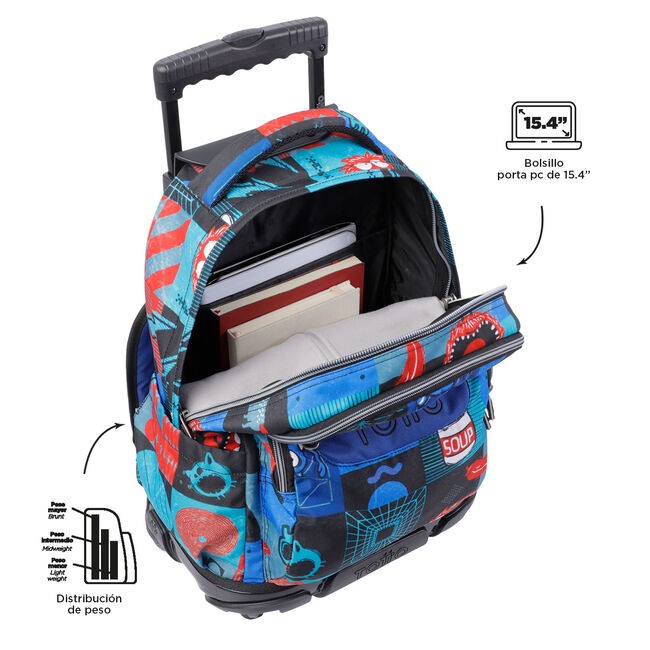 TOTTO School backpack with wheels - lines - 6jp cyber monsters