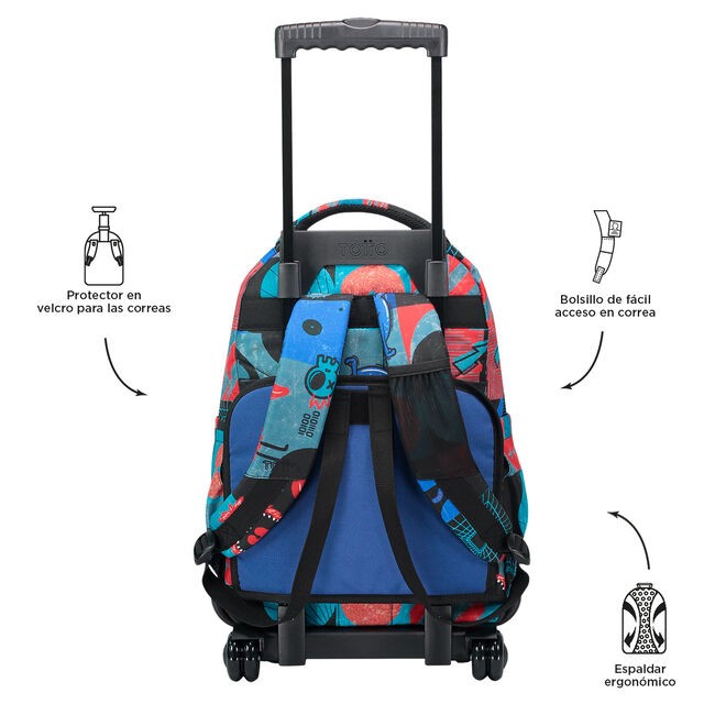 TOTTO School backpack with wheels - lines - 6jp cyber monsters