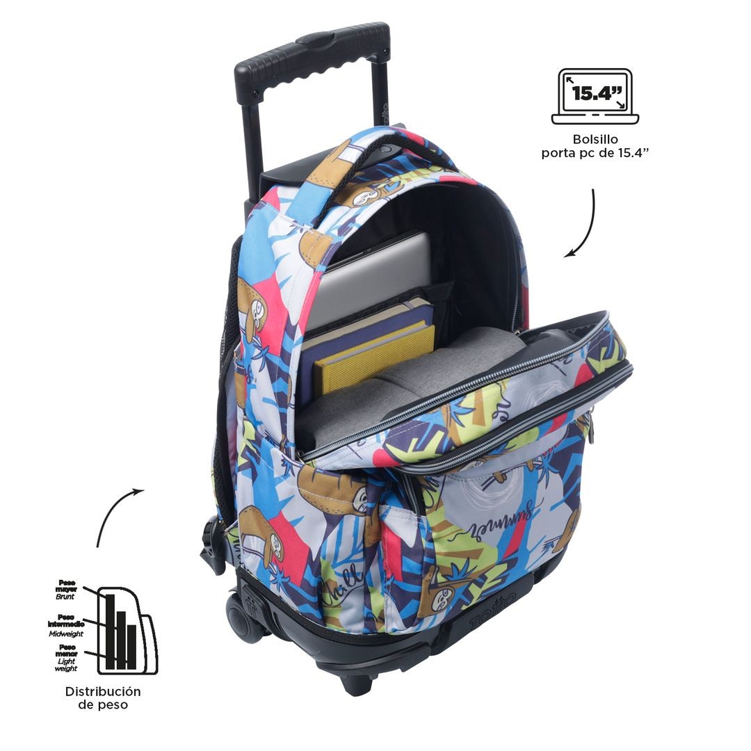 TOTTO School backpack with wheels - lines - 6yb multicolored lazel