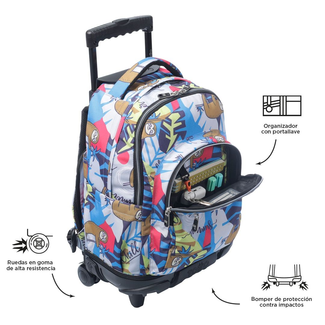 TOTTO School backpack with wheels - lines - 6yb multicolored lazel