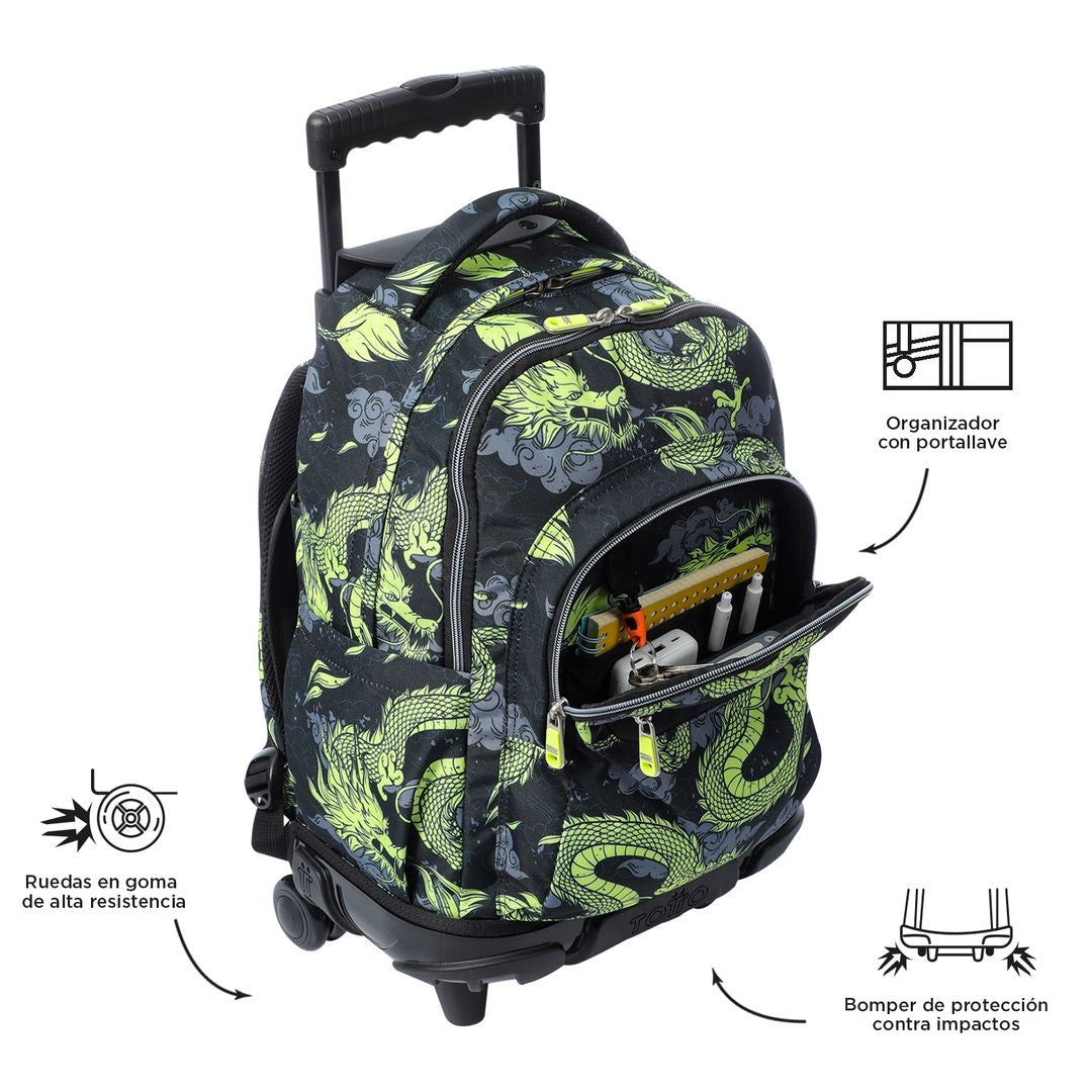 TOTTO School backpack with wheels - lines - 7c3 Dragony