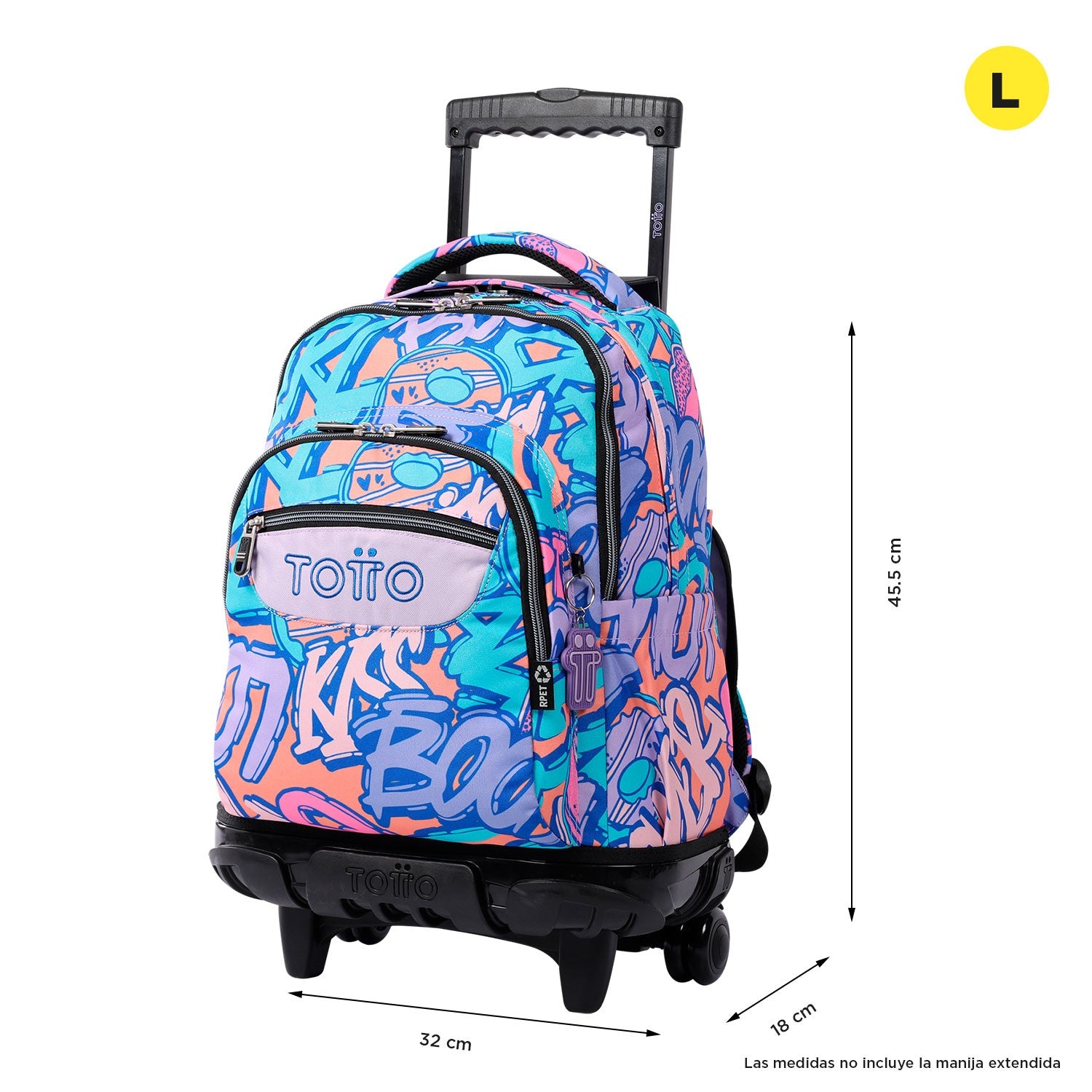 TOTTO School backpack with wheels - lines - 8IV tropical jaguar