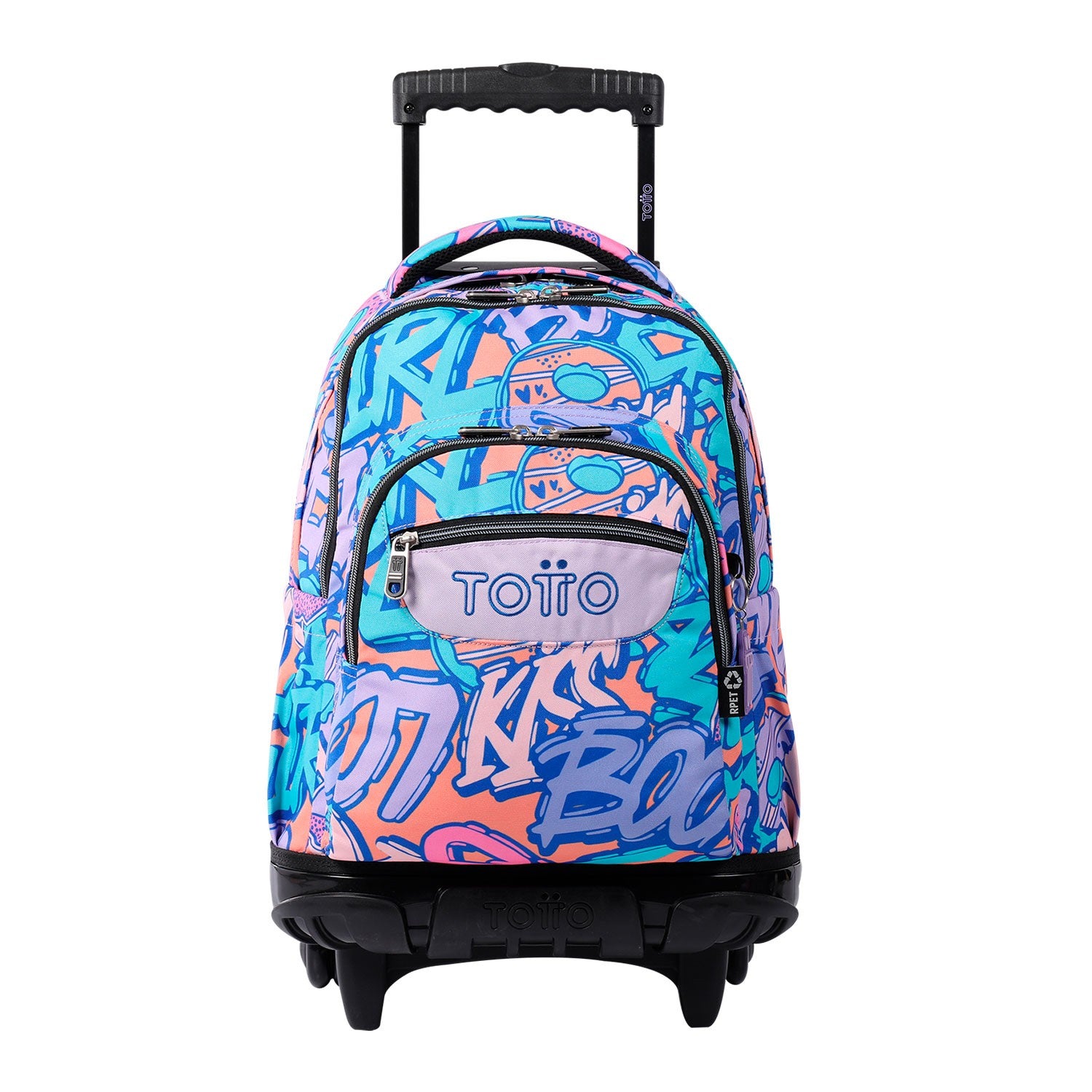 TOTTO School backpack with wheels - lines - 8IV tropical jaguar