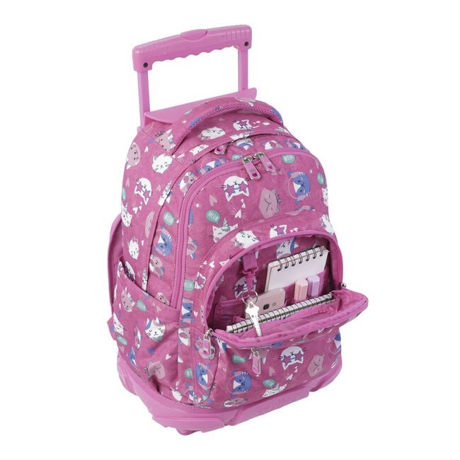 TOTTO School backpack with wheels - lines - 8iw Fiesta Gatitos