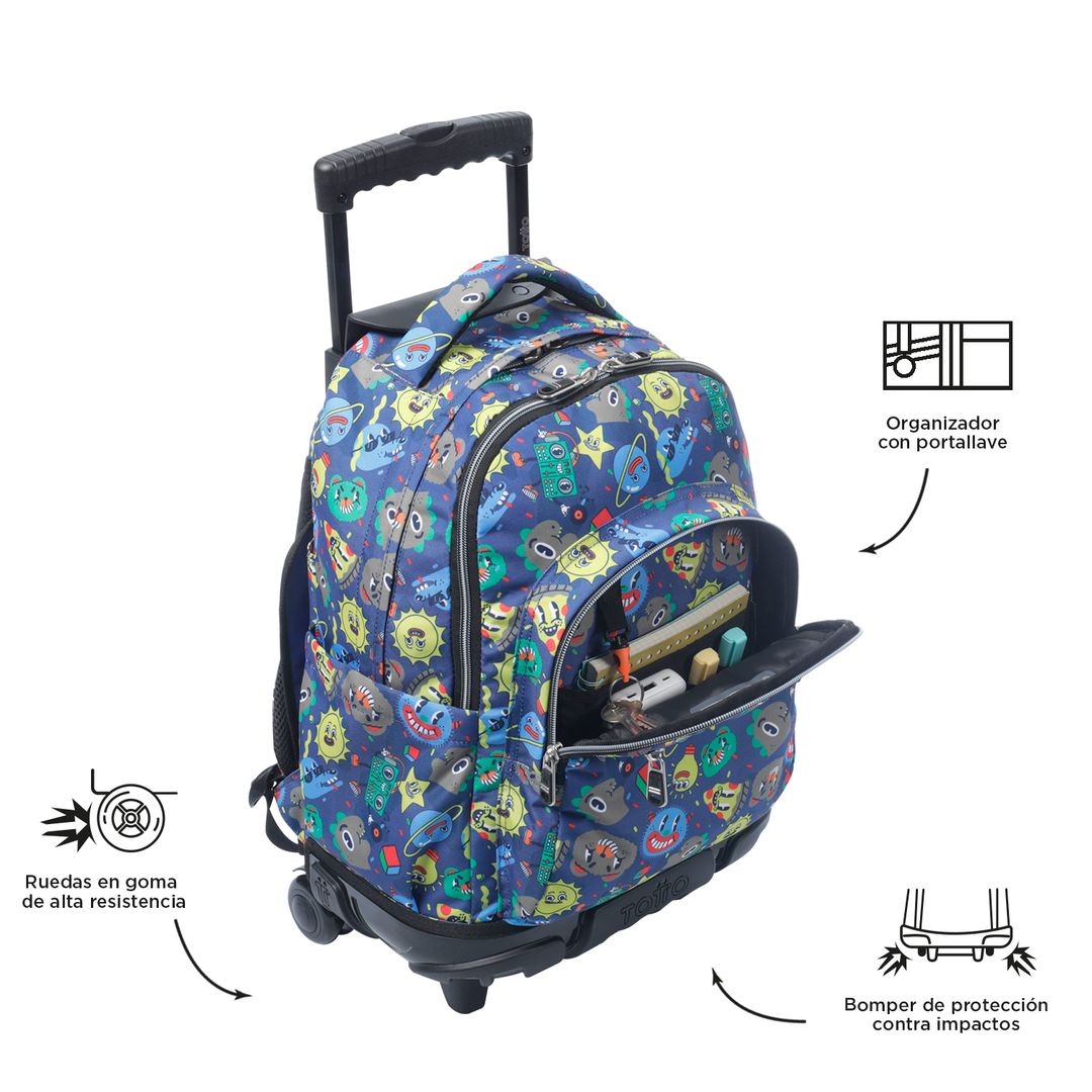 TOTTO School backpack with wheels - lines - 8jz Tello