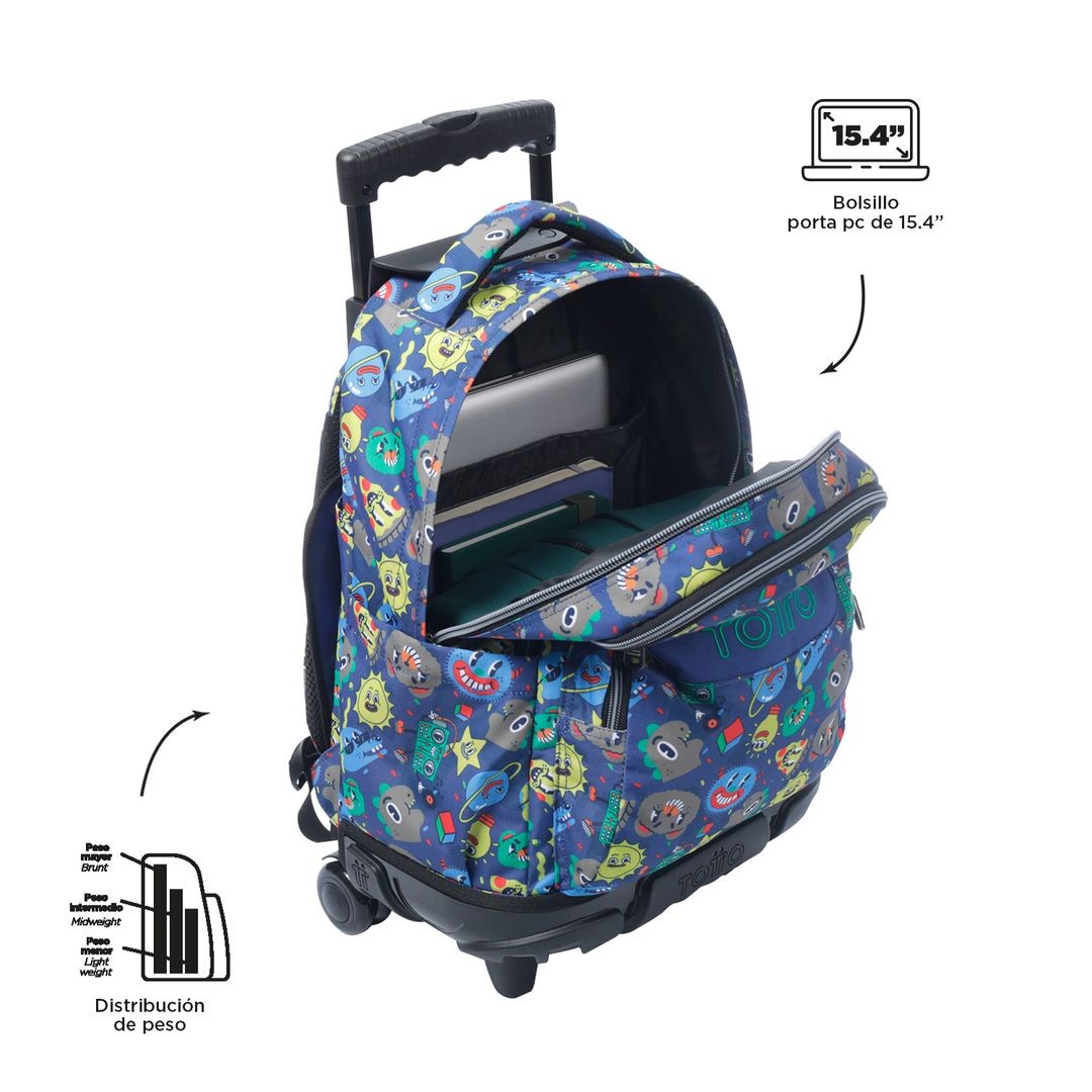 TOTTO School backpack with wheels - lines - 8jz Tello