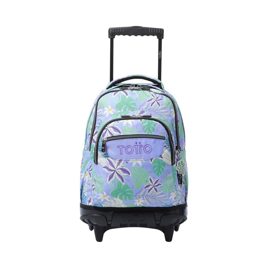 TOTTO School backpack with lines wheels + dashboard case - 4h1 floral canvas