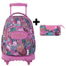 TOTTO School backpack with lines wheels + boards - 6ya bluc