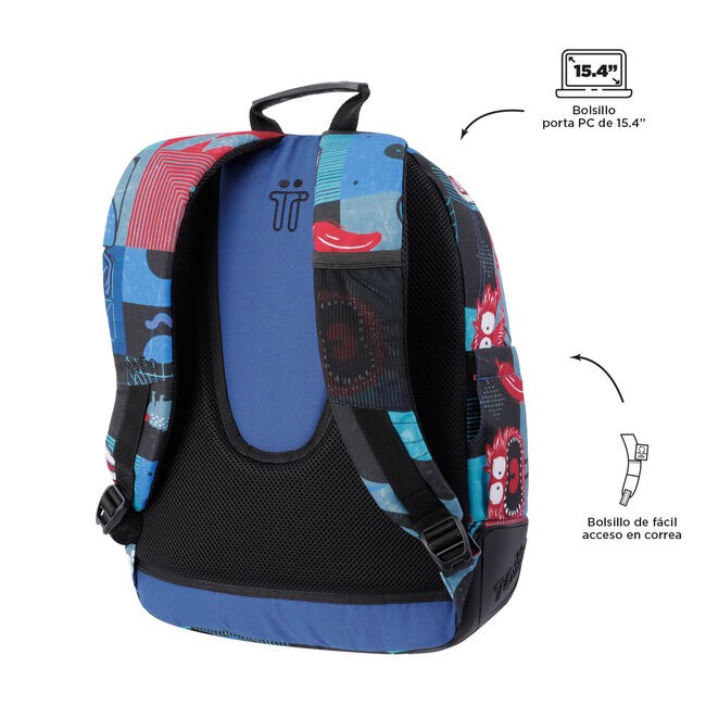 TOTTO School Backpack- Crayoles- 6jp- Cyber ​​Monsters