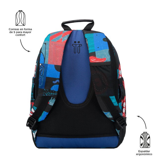 TOTTO School Backpack- Crayoles- 6jp- Cyber ​​Monsters