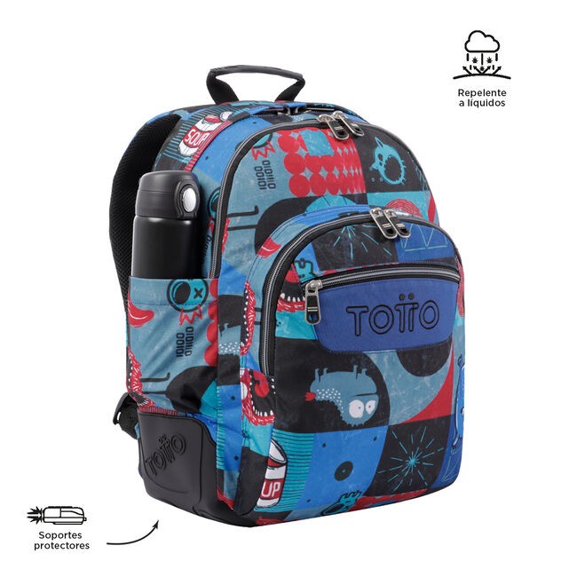 TOTTO School Backpack- Crayoles- 6jp- Cyber ​​Monsters