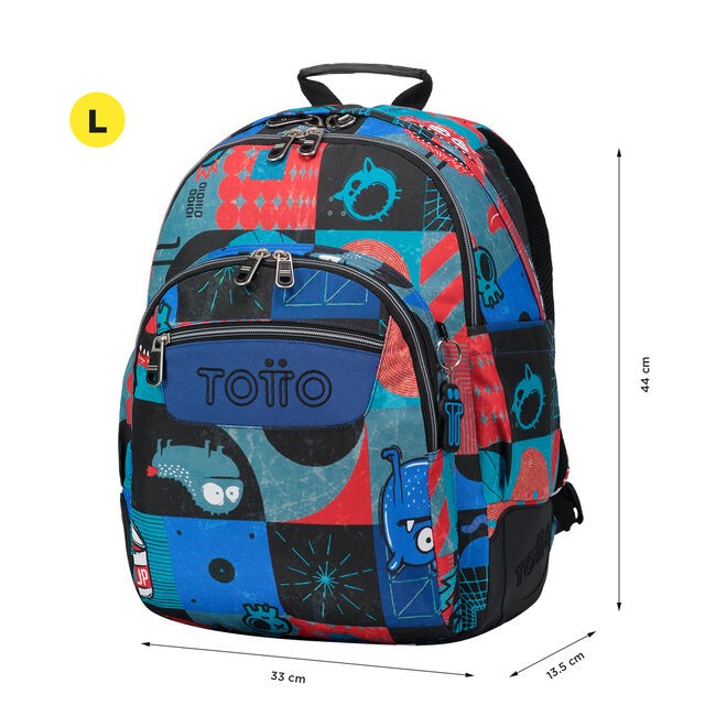 TOTTO School Backpack- Crayoles- 6jp- Cyber ​​Monsters