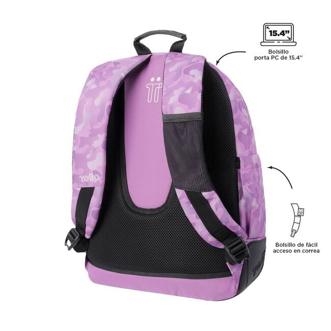 TOTTO School Backpack- Crayoles- 9i8- Pink camouflage