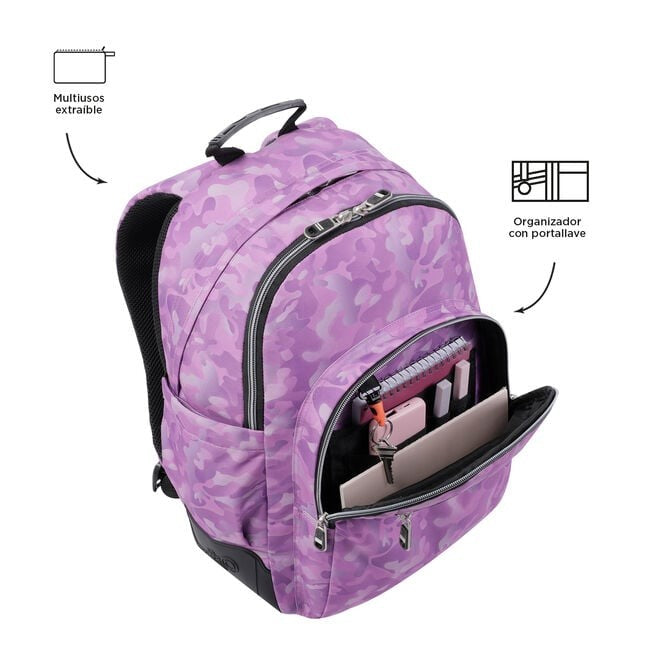 TOTTO School Backpack- Crayoles- 9i8- Pink camouflage