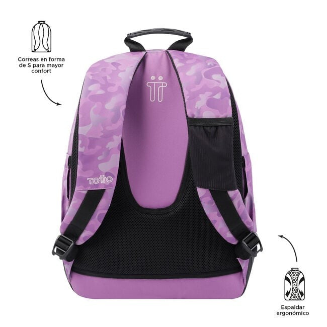 TOTTO School Backpack- Crayoles- 9i8- Pink camouflage